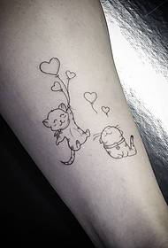 calf small fresh cute cartoon cat tattoo pattern