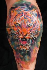 Kāju akvareļu rēcošo tīģeru tetovējumu attēli