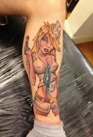 leg color sexy modern girl tattoo picture