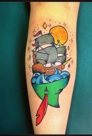 Пловец со боја на нозе со слики за сонце за тетоважи
