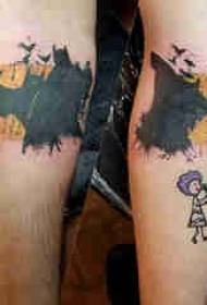 Casal de tatuagem de logotipo do Batman perneira na imagem colorida de tatuagem do logotipo do Batman