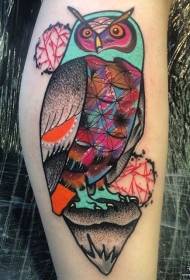 tatuaggio tatuaggio a punta geometrica di colore gufo europeo e americano
