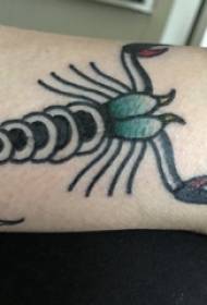 Baile tsiaj tattoo txiv neej shank ntawm cov xim muaj scorpion Tattoo duab
