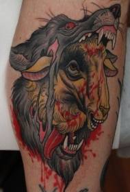 Barva nog masivnega volka jedo vzorec tetovaže ovc