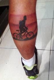 男性腿部黑色自行车骑手纹身