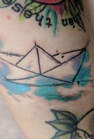 Tatuering sjöman manlig kalv på akvarell segla tatuering bild