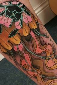 Medusa color gamba con motivo tatuaggio floreale