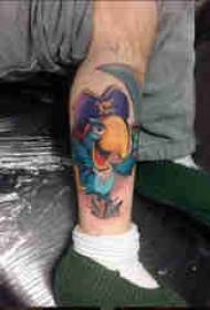 Baile animal tatouage jarret mâle sur l'image de tatouage perroquet coloré