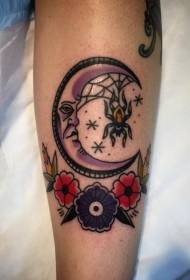 gealach daite le stíl sean-stíl le tattoo