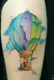 црта поздравниот мастило балон со топол воздух шема на тетоважа во боја