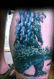 Vaikuttava Godzilla-tatuointi jaloissa