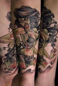 Model de tatuaj zombie feminin de culoare picioarelor