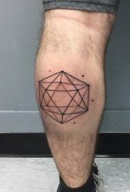 Geometryczny tatuaż chłopca na łydce Geometryczny tatuaż czarny obraz