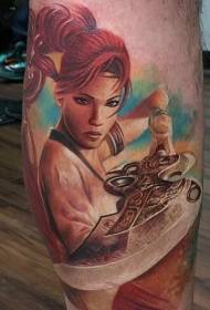 model modeli tatuazh luftëtar femër me ngjyra viçi