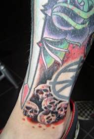 Leg color flowers and tattoo pictures