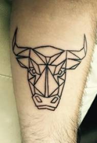 boys calf on black geometric elements simple line small animal head tattoo picture