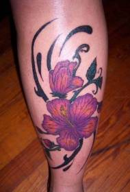 צבע רגליים דפוס קעקוע פרחים הוואי