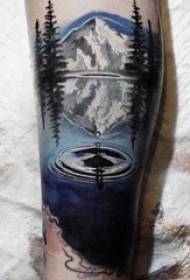 Tattoo landscape male shank on the colored landscape tattoo picture