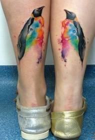 pingwin cielęcy pomalowany wzór tatuażu