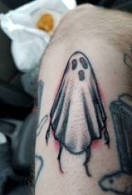 Tatuaje de dibujos animados becerro estudiante en imagen de tatuaje de fantasma de color