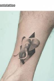 djemtë e tatuazheve të kafshëve Baile shank në fotografi me tatuazhe diamanti dhe elefantësh
