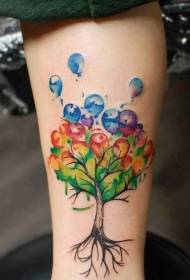الساق ، التوضيح ، شجرة ملونة ، مع صورة وشم بالون