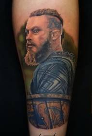Leg Illustratioun Stil Faarf Viking Englesch Tattoo Muster