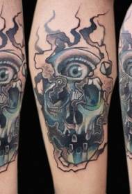 Ľudská lebka farby nôh so vzorom tetovania očí