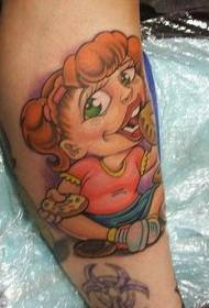 pierna dibujos animados color comic chica tatuaje patrón