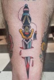 modello di tatuaggio pugnale immagine di tatuaggio pugnale colorato con gambo maschio