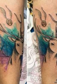 bovido elk geometria splash inko tatuaje ŝablono