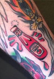 ben roligt ser färgglada ketchup tatuering mönster
