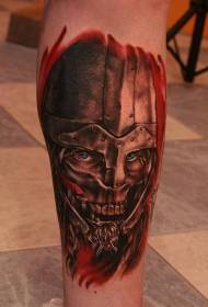 Arm Farbe Horror Stil unglaubliche Zombie Krieger Helm Tattoo