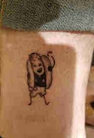 linea minimalista tatuaggio polpaccio maschio su immagine di tatuaggio personaggio dei cartoni animati nero