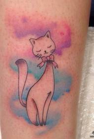 ふくらはぎスプラッシュインク色猫タトゥーパターン