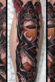 Pátrún tattoo ildaite cloigeann ildaite ar stíl scoile