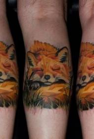 узорак боје тетоваже спаваће лисице у боји ногу