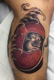 Motivo per tatuaggio ondulato con tumbler colorato gambe