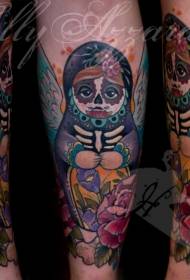 Leg illustration style colored dolls tattoo pattern
