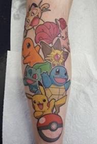 Pokémon Tattoo Boys vitello sulle immagini infantili del tatuaggio Pokémon