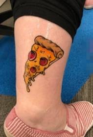 flicka kalv målade geometriska element pizza tatuering bild