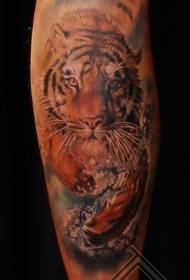 Colore di gamba realista di mudellu di tatuaggi di tigre