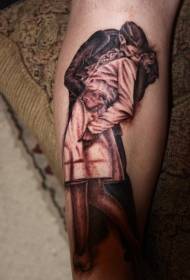 Immagine marrone del tatuaggio delle coppie di stile dell'illustrazione della gamba
