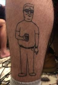 Tetovaža crtanog tela muškog učenika na slici portretna tetovaža lika