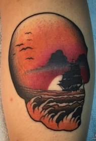 patró de tatuatge de paisatge de crani de vedell