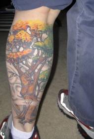 Benfärg för tatuering för kvinnlig stort träd