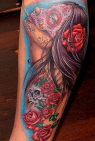 Kolor nóg tatuaż w stylu meksykańskim dla kobiet palących