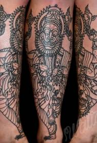 脚黒ヒンドゥー教の神のタトゥーパターン