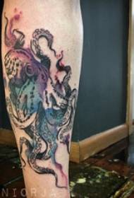 astoņkājis tetovējums vienkāršs vīriešu dzimuma teļa astoņkāja tetovējuma modelis