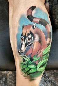 动物纹身 男生小腿上动物纹身彩绘图片